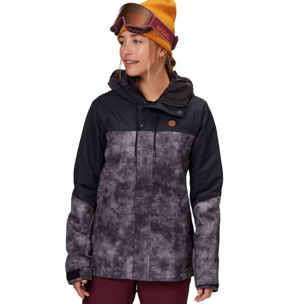 Volcom Bolt Jacket Women's Medium M Acid Black Insulated Hooded Snowboard Skiing